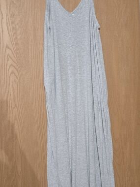 Zenana Outfitters Light Gray V-Neck Maxi Dress